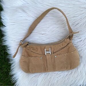 L.e.i Y2K tan corduroy small shoulder purse bag
